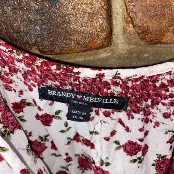 Brandy Melville White Red Floral Mini Slip Dress - Picture 5 of 8